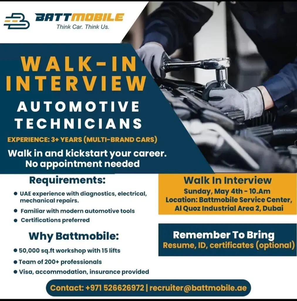 Battmobile Walk in Interview in Dubai 2025: Dates, Venues, and Key Details 1 Battmobile Walk in Interview in Dubai 2025: Dates, Venues, and Key Details