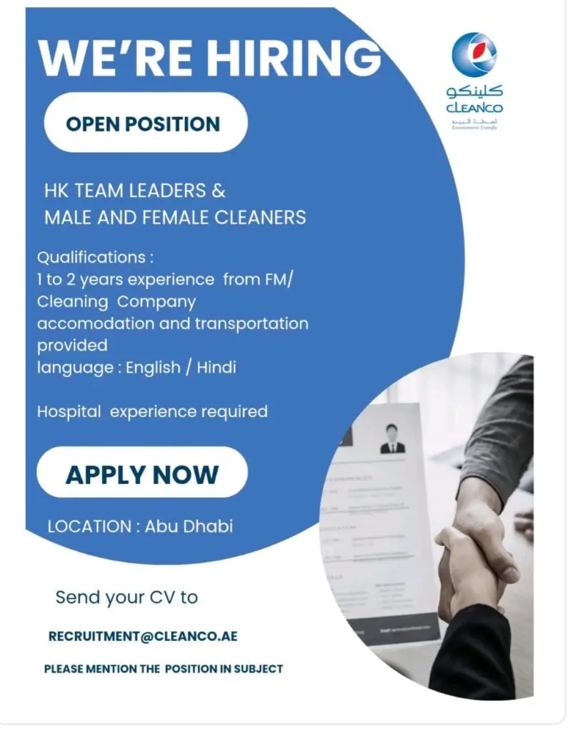 Cleanco Facilities Management Services Careers in Dubai 2025: Dates, Venues, and Key Details 1 Cleanco Facilities Management Services Careers in Dubai 2025: Dates, Venues, and Key Details