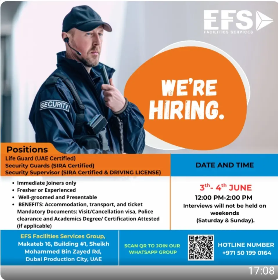 EFS Staffing Walk in Interview in Dubai 2025: Dates, Venues, and Key Details 1 EFS Staffing Walk in Interview in Dubai 2025: Dates, Venues, and Key Details
