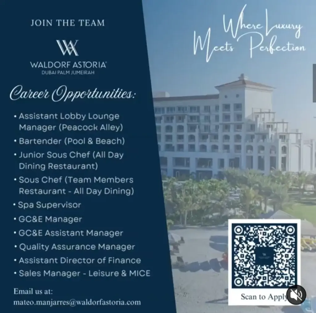 Waldorf Astoria Dubai Palm Jumeirah Careers 2025: Dates, Venues, and Key Details 1 Waldorf Astoria Dubai Palm Jumeirah Careers 2025: Dates, Venues, and Key Details
