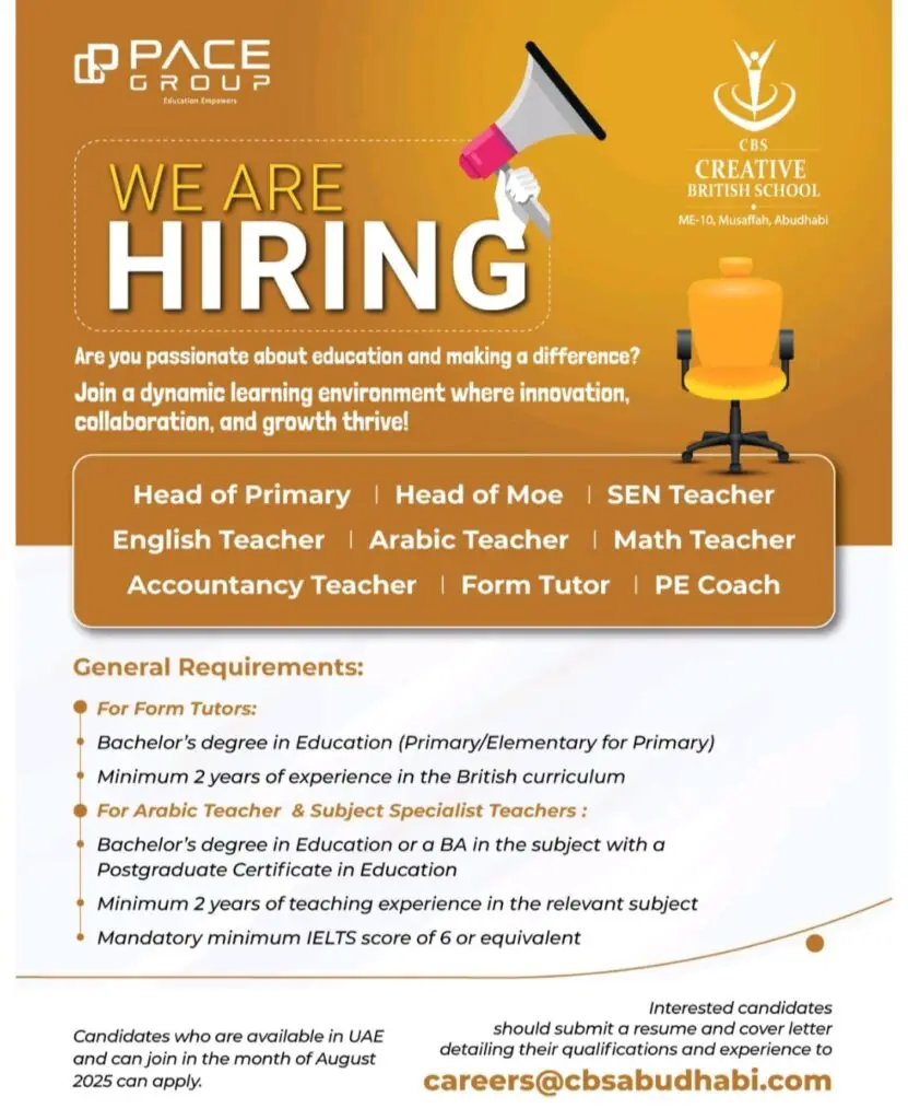 Creative British School Hiring Staff 2025:Dates, Venues, and Key Details 1 Creative British School Hiring Staff 2025:Dates, Venues, and Key Details