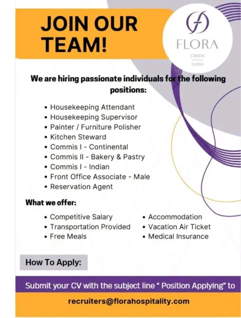 Flora Hospitality Job In Dubai 2025: Dates, Venues, and Key Details 1 Flora Hospitality Job In Dubai 2025: Dates, Venues, and Key Details