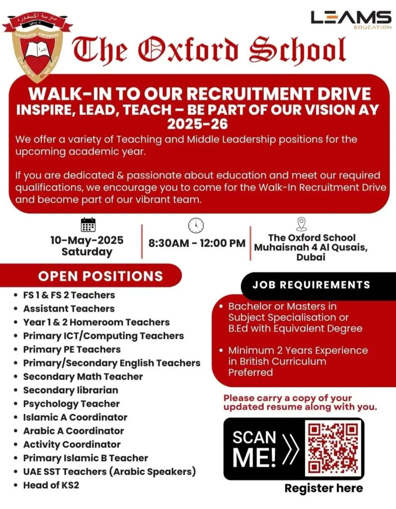 Oxford School Walk in Interview in Dubai 2025: Dates, Venues, and Key Details 1 Oxford School Walk in Interview in Dubai