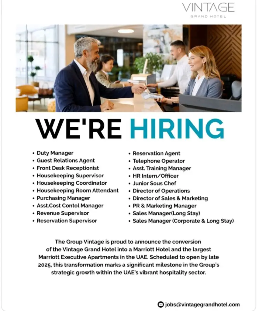 Vintage Hotel Careers Dubai 2025: Dates, Venues, and Key Details 1 Vintage Hotel Careers Dubai 2025: Dates, Venues, and Key Details