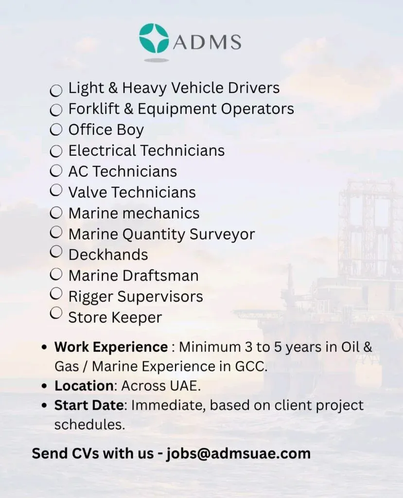 ADMS Careers – Abu Dhabi Manpower Supply Company 1 ADMS Careers – Abu Dhabi Manpower Supply Company
