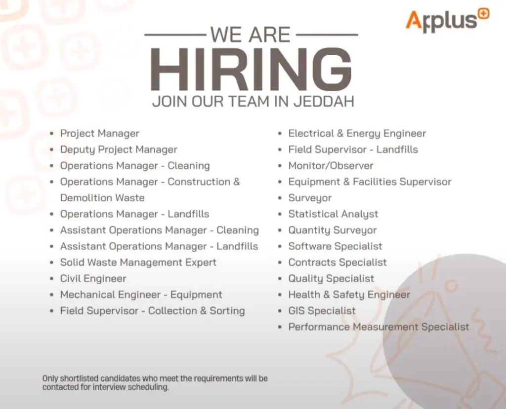 Applus+ is Hiring in Jeddah – Multiple Engineering & Management Job Vacancies (2025) 1 Applus+ is Hiring in Jeddah – Multiple Engineering & Management Job Vacancies (2025)