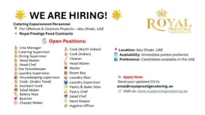 Unlock Your Career in Luxury Catering: Royal Prestige Abu Dhabi Urgently Hiring!