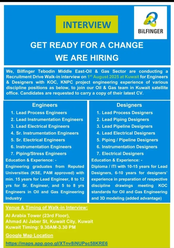 Unlock Your Future: Bilfinger Middle East Walk-In Interviews in Kuwait for Oil & Gas Talent 1 Unlock Your Future: Bilfinger Middle East Walk-In Interviews in Kuwait for Oil & Gas Talent