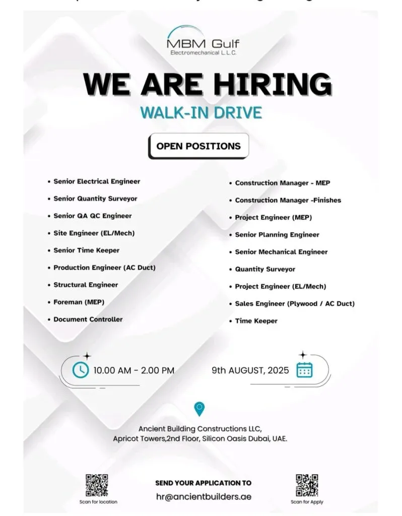 Land Your Dream Job in Dubai: MBM Gulf's Walk-In Drive is Hiring Top Talent 2025 1 https://realjobss.xyz/land-your-dream-job-in-dubai-mbm-gulfs-walk-in-drive-is-hiring-top-talent-2025/
