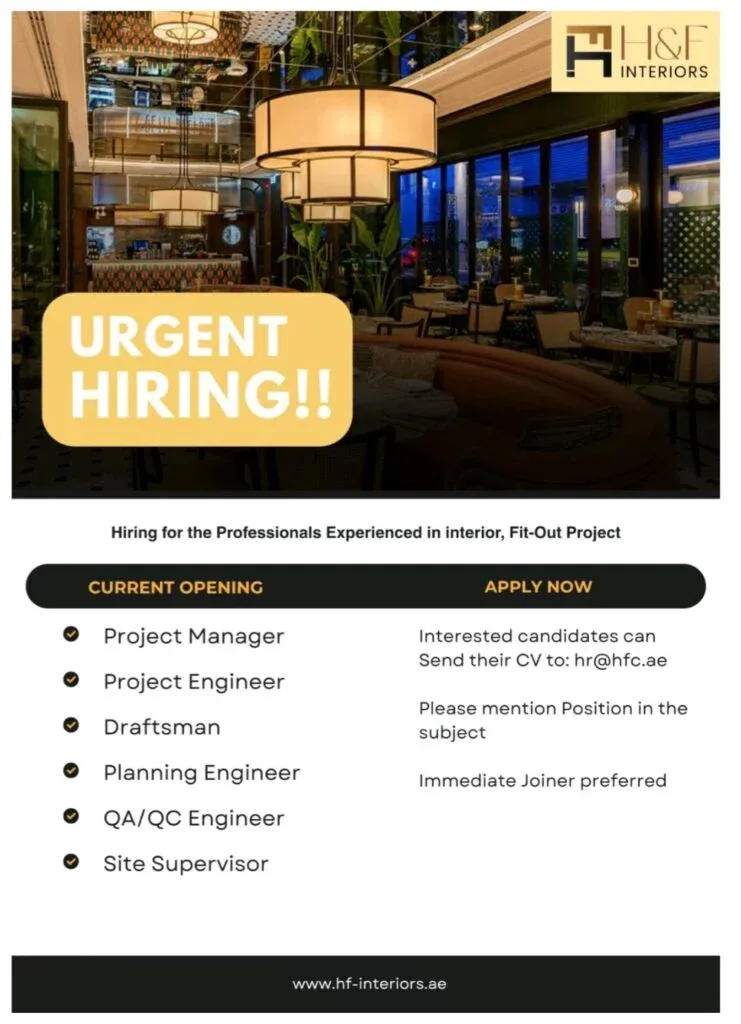Urgent Hiring at Hills & Fort Construction: Land Your Dream Job in Dubai