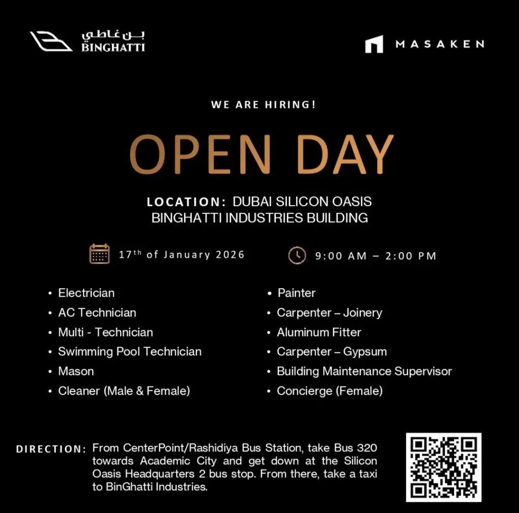 BinGhatti Open Day 2026: Facility Management Jobs in Dubai Silicon Oasis