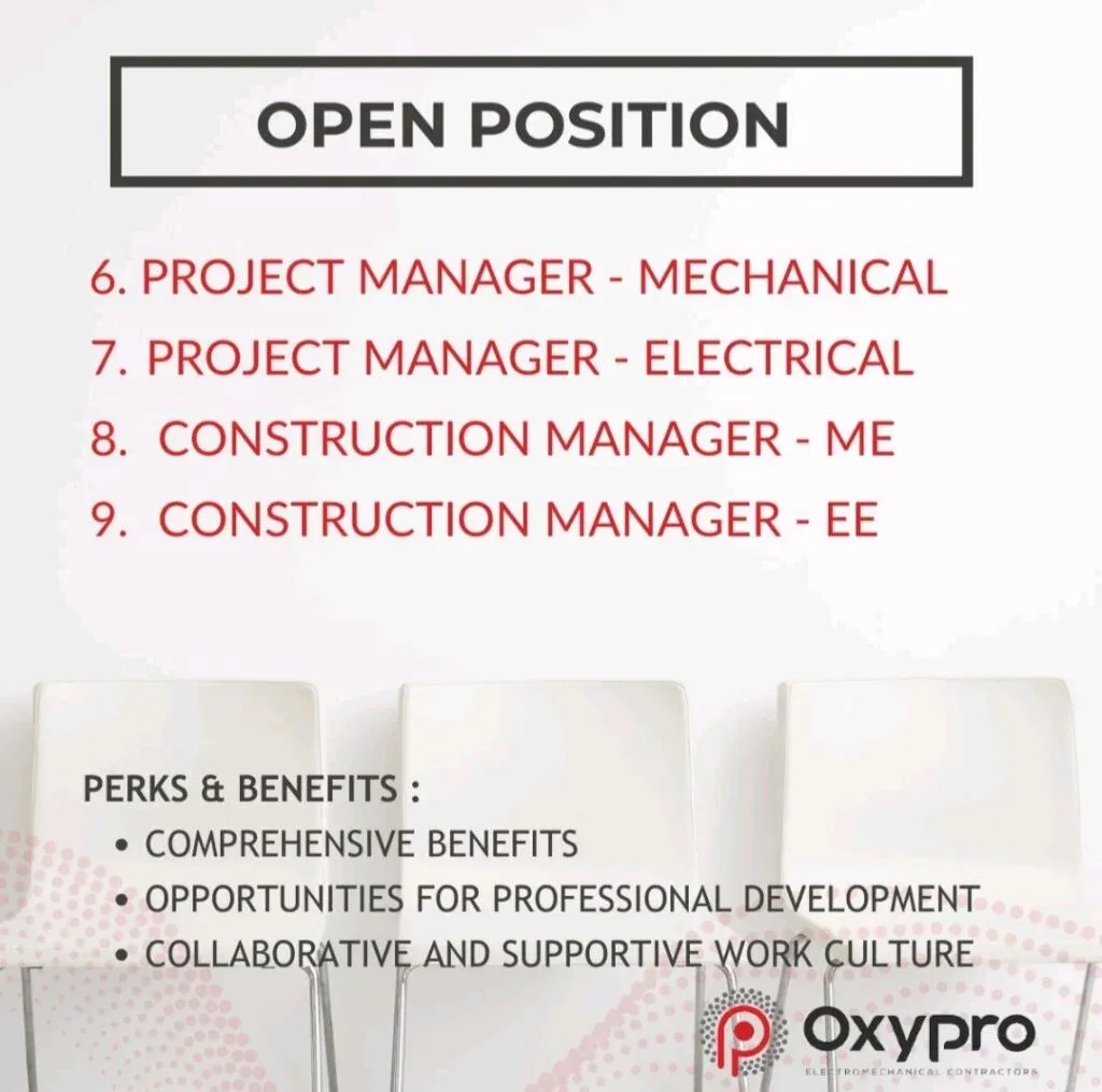Exciting Engineering Career Opportunities Await at Oxypro Electromechanical Contractors in 2026 3 Oxypro Electromechanical Contractors