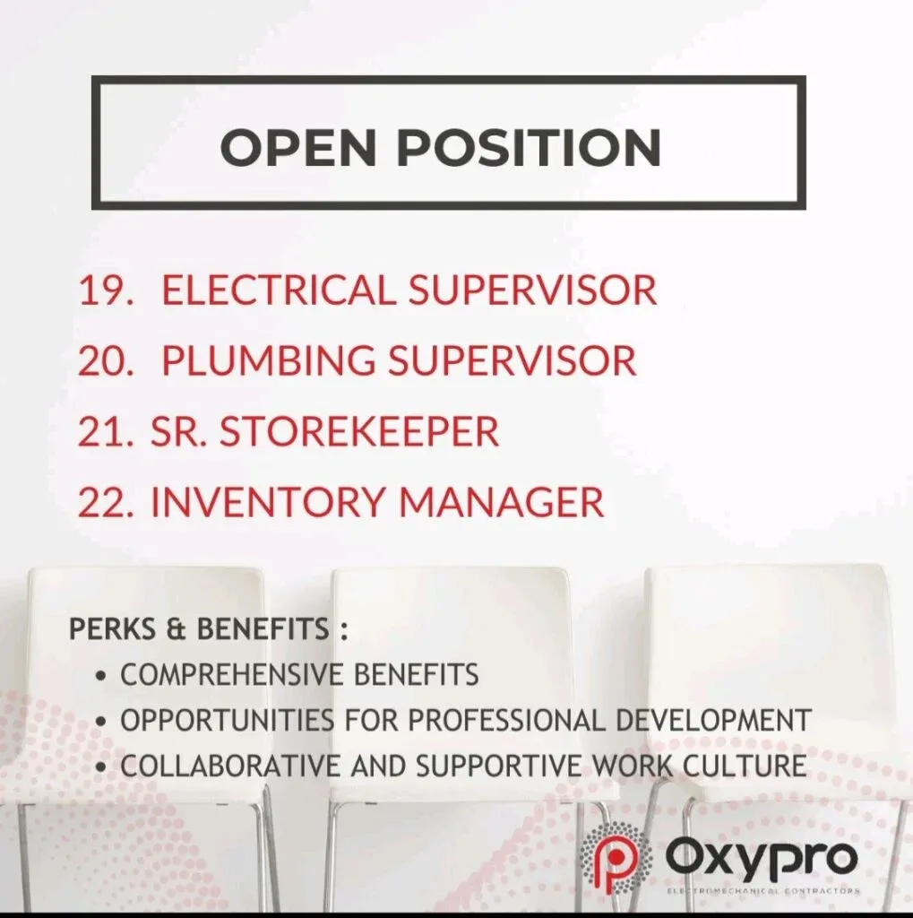 Exciting Engineering Career Opportunities Await at Oxypro Electromechanical Contractors in 2026 6 Oxypro Electromechanical Contractors