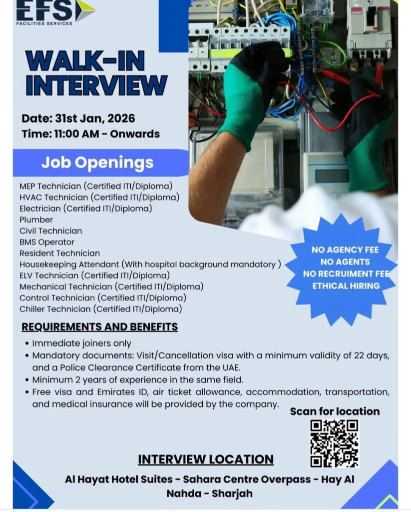 EFS Facilities Services Group Announces Walk-In Interviews for Technical and Facility Roles 2026 1 EFS Facilities Services