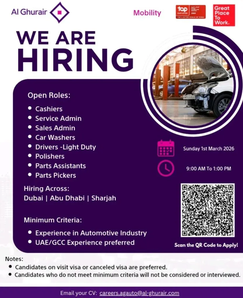 Al Ghurair Mobility Open Day 2026: Walk-in Interviews for Automotive Jobs in Dubai, Abu Dhabi & Sharjah 1 Al Ghurair Mobility