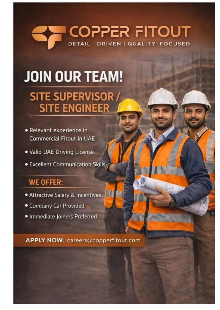 Join Copper Fitout: Exciting Career Opportunities for Site Supervisor and Site Engineer in UAE 1 Copper Fitout