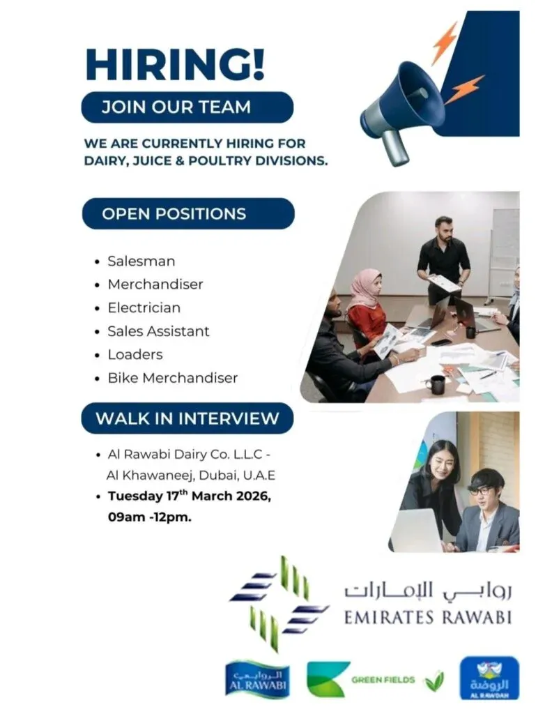 Walk-in Interview at Al Rawabi Dairy Company – March 2026 1 Al Rawabi Dairy Company
