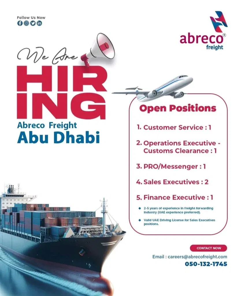 Abreco Freight is Hiring in Abu Dhabi: Multiple Logistics Jobs Open 2026 1 Abreco Freight